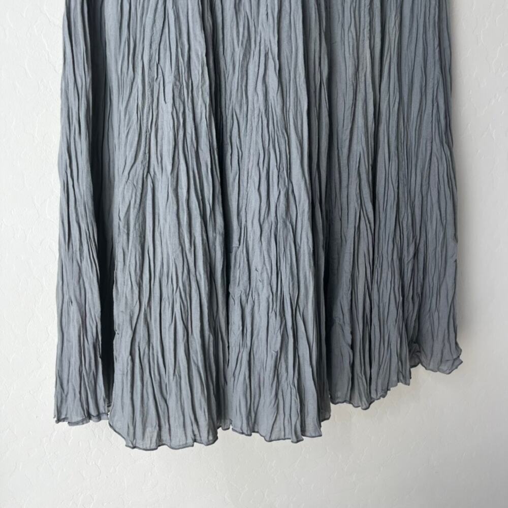 CP Shades Gray Crinkle Textured A-Line Lagenlook Pull-On Midi Skirt Size Medium - Picture 4 of 8